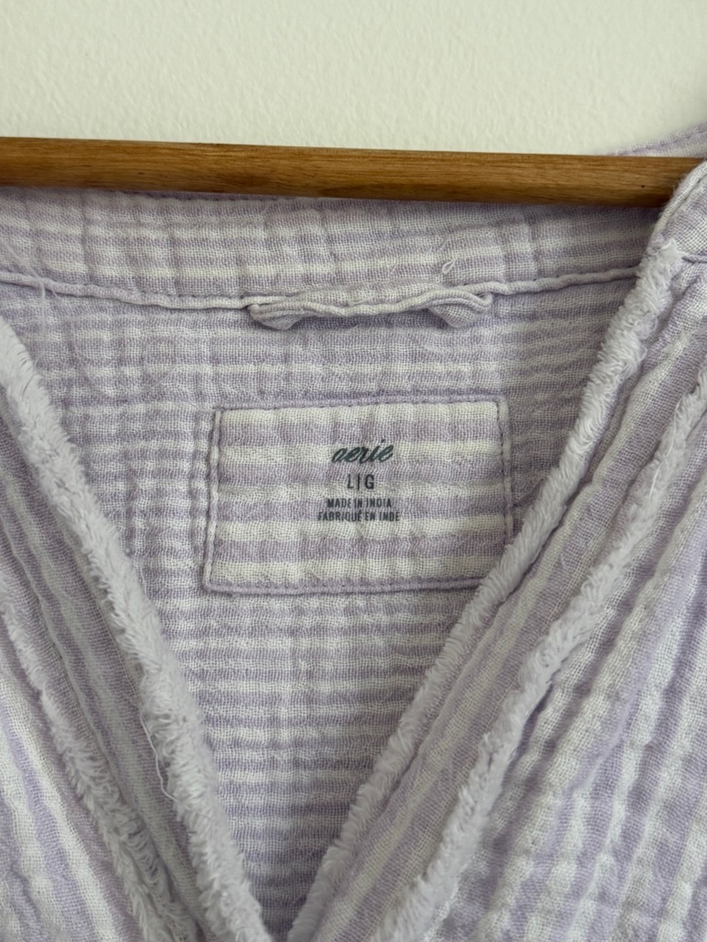 Aerie Daybreak Button Up Shirt Size Large Purple Cotton Stripe Purple Cover Up - Picture 3 of 7